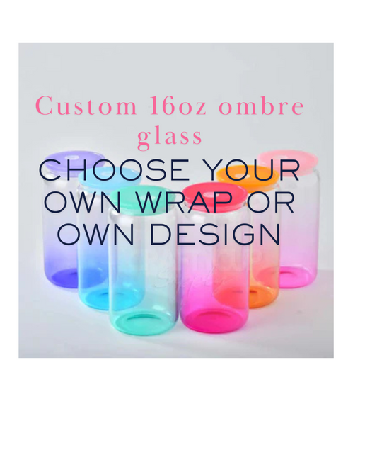 custom 16oz ombre glass can